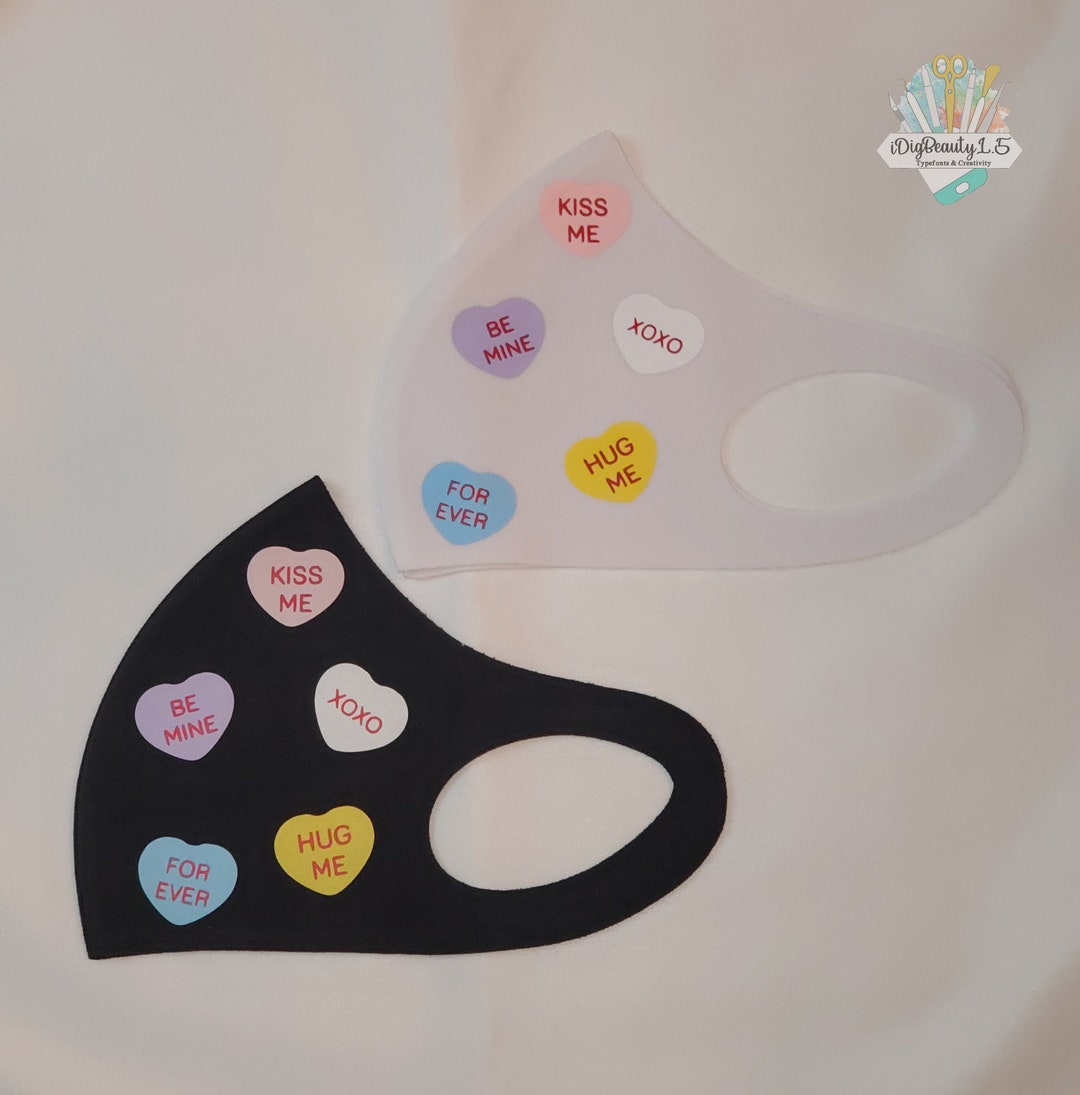 Peace And Love Heart Peace Sign Fabric Face Mask – One Size, Unisex, Black