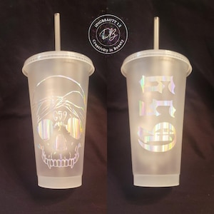 Skull G59 Frosted Clear Cold Cup | Suicide boys Cup | Skull | G 59 | Holographic | Red Chrome