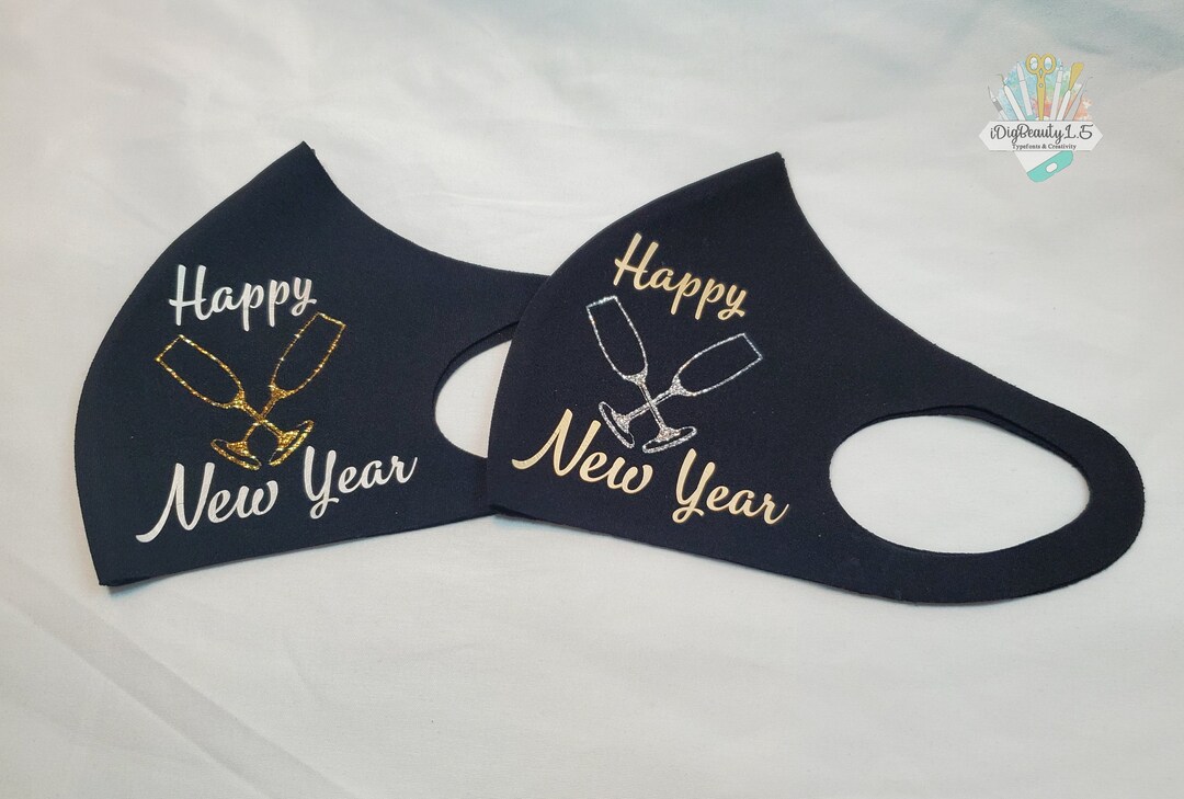 Happy New Year Face Mask | Champagne Glasses | NEW YEAR | Mask - Etsy