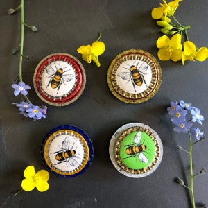 Ecobadge hommel / handgemaakte bijenbewuste badge / bijvriendelijke ecobadge / bee the change