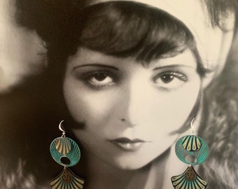 Unique Art Deco handmade Eco Earrings upcycled from Tin
