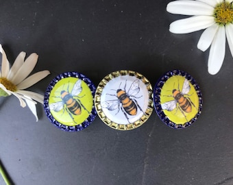 Bees Unique sturdy handcrafted  sustainable ethical eco hair clip