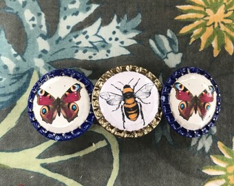 Butterflies and bees  french handmade hair barrette gift for her