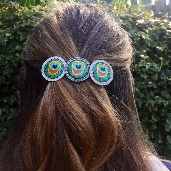 Peacock Feather Barrette Hair Piece Amazon.com : Acenail Boho Peacock Crystal Hair Accessory  main image 2