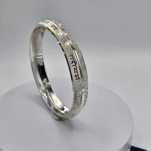 Religious Kada | Mantra Kada | Men&#39;s 925 Silver Mantra Kada | Traditional Handmade Indian Mantra Kada