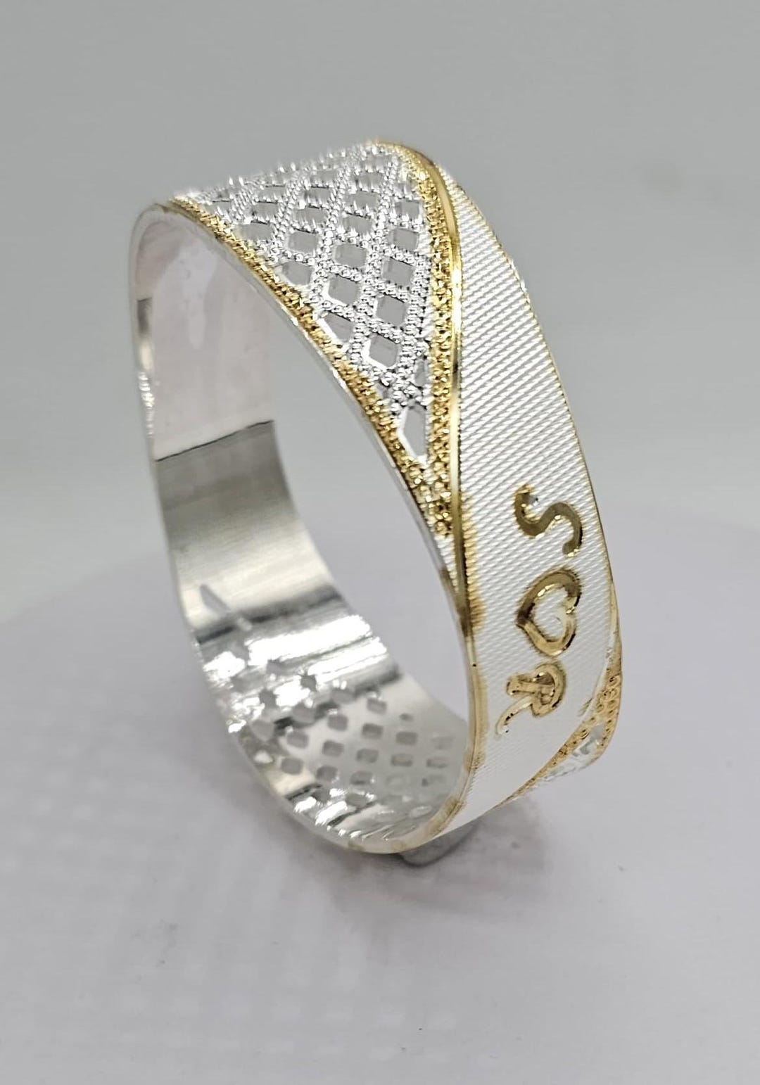 Handmade 999 Pure Silver Love Proposal Khalsa Kara Kada Bracelet