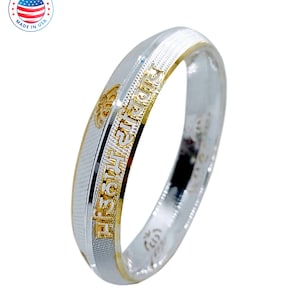 999 Pure Silver Satnam Shri Waheguru Punjabi Kada - Customizable Sikh Kara Bracelet - Handmade in USA