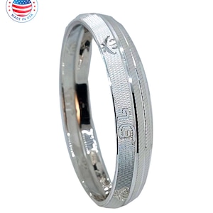 Customizable Ek Onkar Khanda Sikh Kada - 999 Solid Sterling Silver Punjabi Bangle with Personalized Name Engraving.