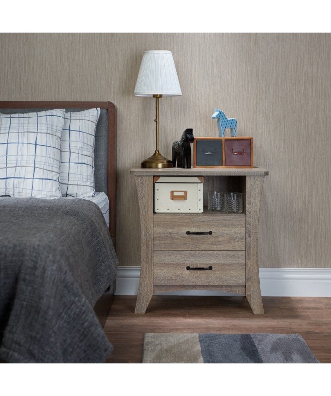 Rustic Natural Particle Board Nightstand Etsy