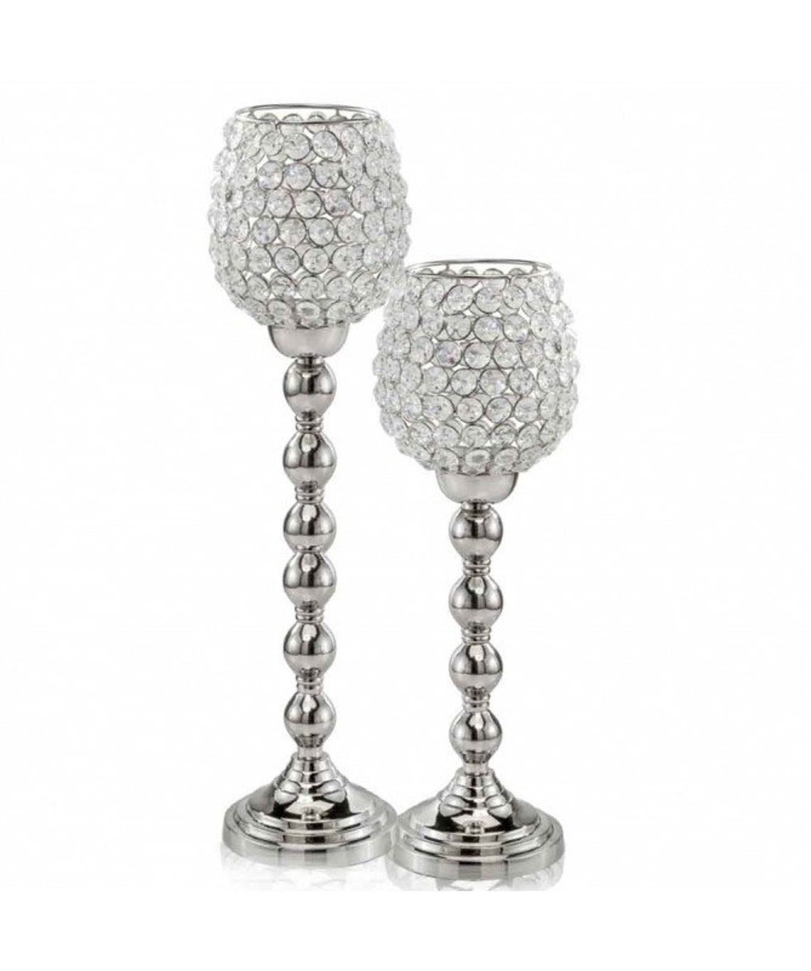 Silver Crystal Bling Candle holder Etsy