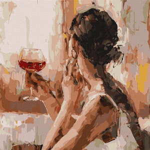 Woman With Wine Paint By number Kit for adults Girl Art Diy Painting Kit Painting On Canvas Diy Painting Diy Paint Kit Woman