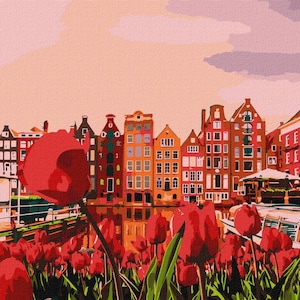 Amsterdam Malen nach Zahlen Kit Diy Gemälde Kit Gemälde Auf Leinwand Wandbilderrahmen Set Basteln Basteln Basteln