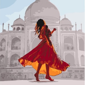 Taj Mahal Paint By number For Adults India Art Kit Diy Painting Kit Painting On Canvas Wall Picture Frame Set Diy Painting Woman