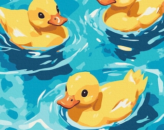 Swimming little ducks paint by number Kit DIY Christmas Gift Handmade Present