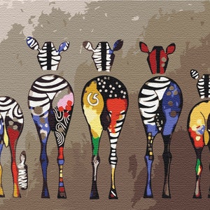 2-pack Paint by Numbers Kit for Kids, DIY Oil Painting by Numbers for  Children, Framed Canvas Paint 8x8 In. Animal Giraffe Zebra 