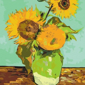 Van Gogh Sunflowers Paint By number Kit By Numbers Famous Art Diy Painting Kit Painting On Canvas Wall Picture Frame Diy Painting