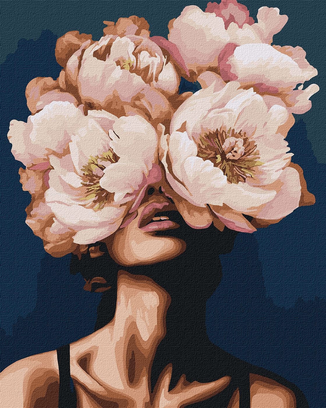 Flower head girl art Paint by number Kit | Peonies