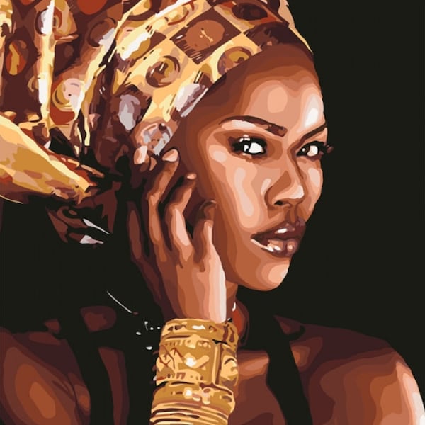Afro Woman Paint by Number Kit Etsy