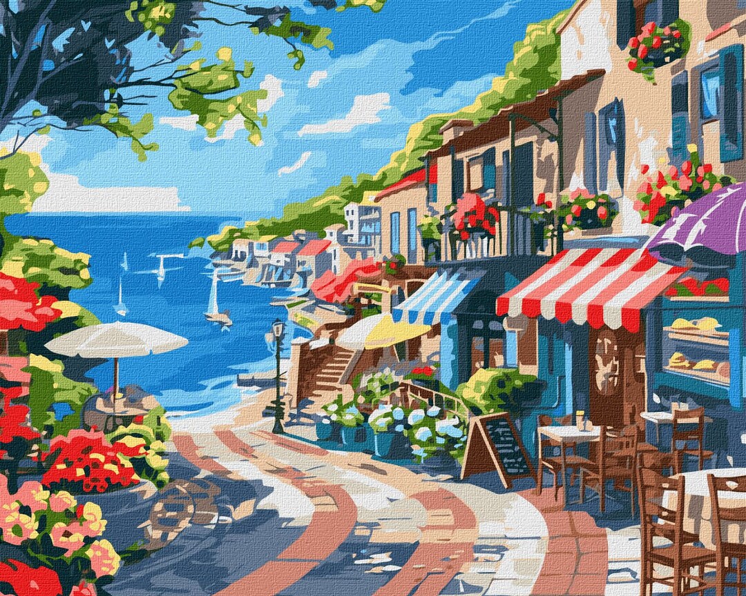 Seaside Paint by Number Kit Ships Diy Painting Kit Landscape Painting ...