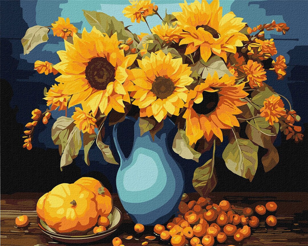 Sunflowers Paint by Number Kit Flowers in Vase Diy Painting Kit ...