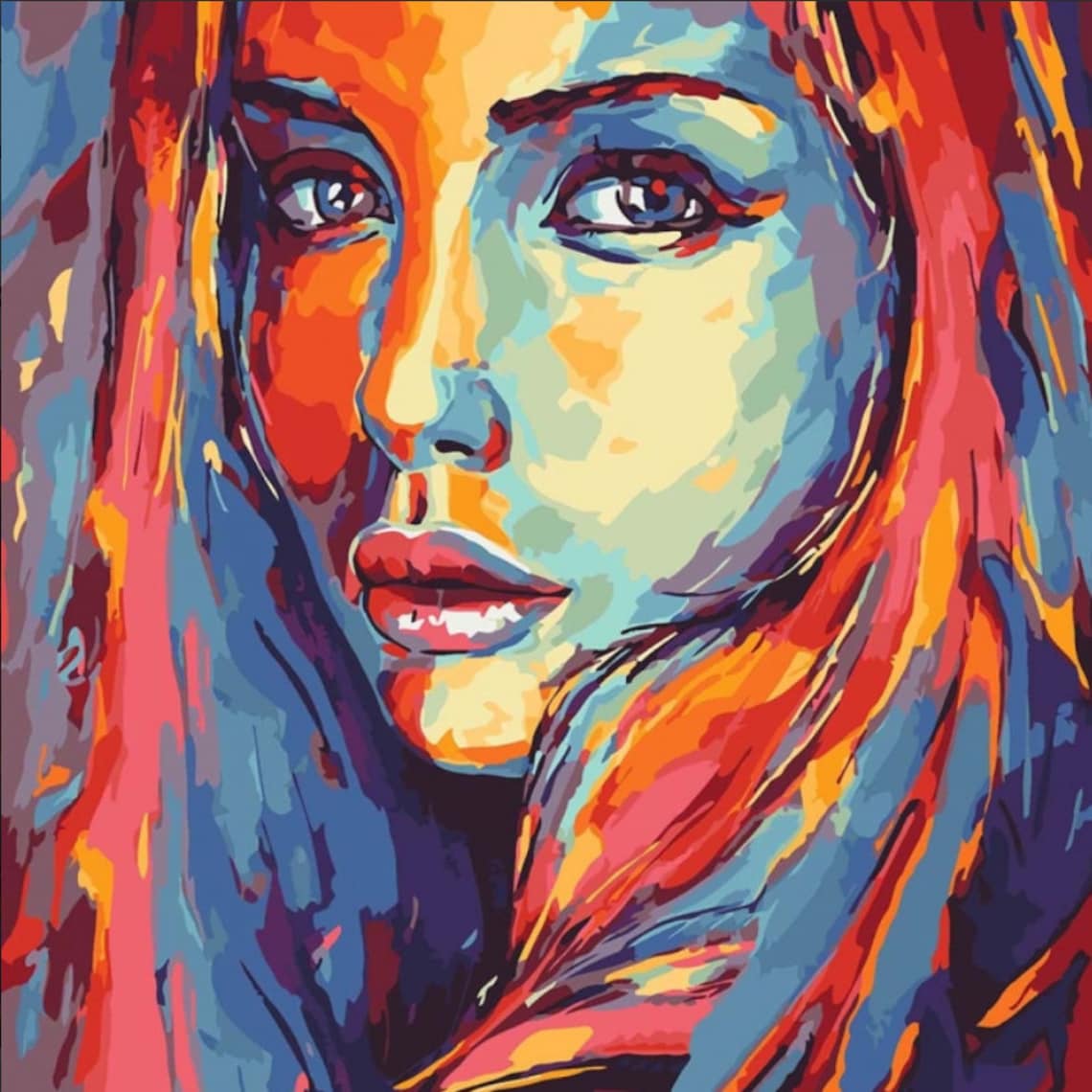 Woman Art Portrait Paint By number For Adults Kit Diy Painting Etsy
