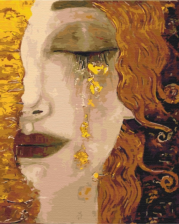 Quadro Su Tela 70x90 Cm Gustav Klimt - Lacrime Di Freya - Stampa D'Arte Moderna Su Tela Di Cotone, Pronto Da Appendere