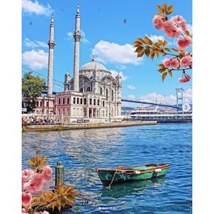 Istanbul Paint By number Kit Diy Painting Kit Landscape Painting On Canvas Sunset Wall Picture Frame Set Diy Painting Diy Paint Kit