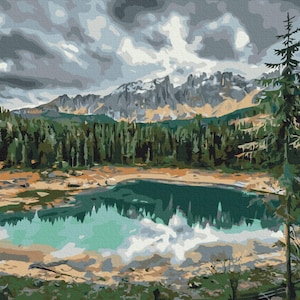 Lake in Mountains Paint By number Kit | Mother&#39;s Day Gift | Gift for her | Gift for Mom