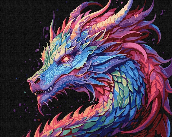 TINDAY Malen Nach Zahlen Drache – DIY Kit Für Kinder & Erwachsene, 40,6 X 50,8 Cm Leinwand Mit Acrylfarben