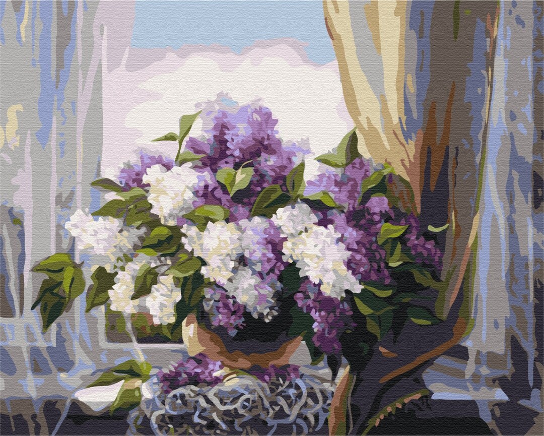 Lilac in a Vase Paint by Number Kit Flowers Diy Painting Kit Painting ...