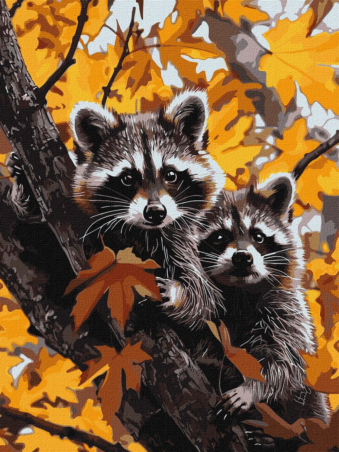 Autumn Raccoons Paint by Number Kit, Diy Painting Kit, Painting on ...