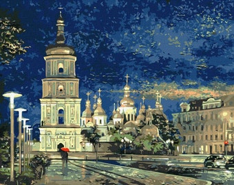 Kyiv Ukrainian City Paint By number Kit Diy Sophia Square