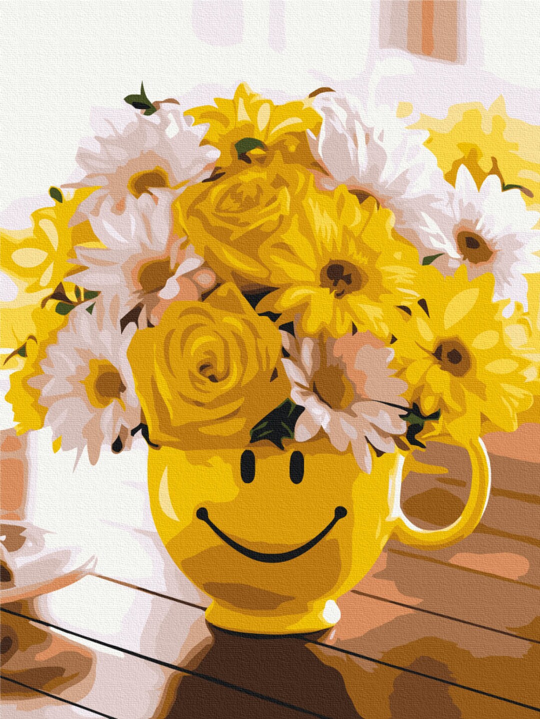 Yellow Flowers in a Vase Paint by Number Kit Flowers Diy Painting Kit ...