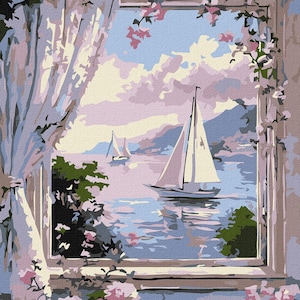 Landscape Through The Window Paint By number Kit For Adults Perfect Handmade Birthday Gift For Her