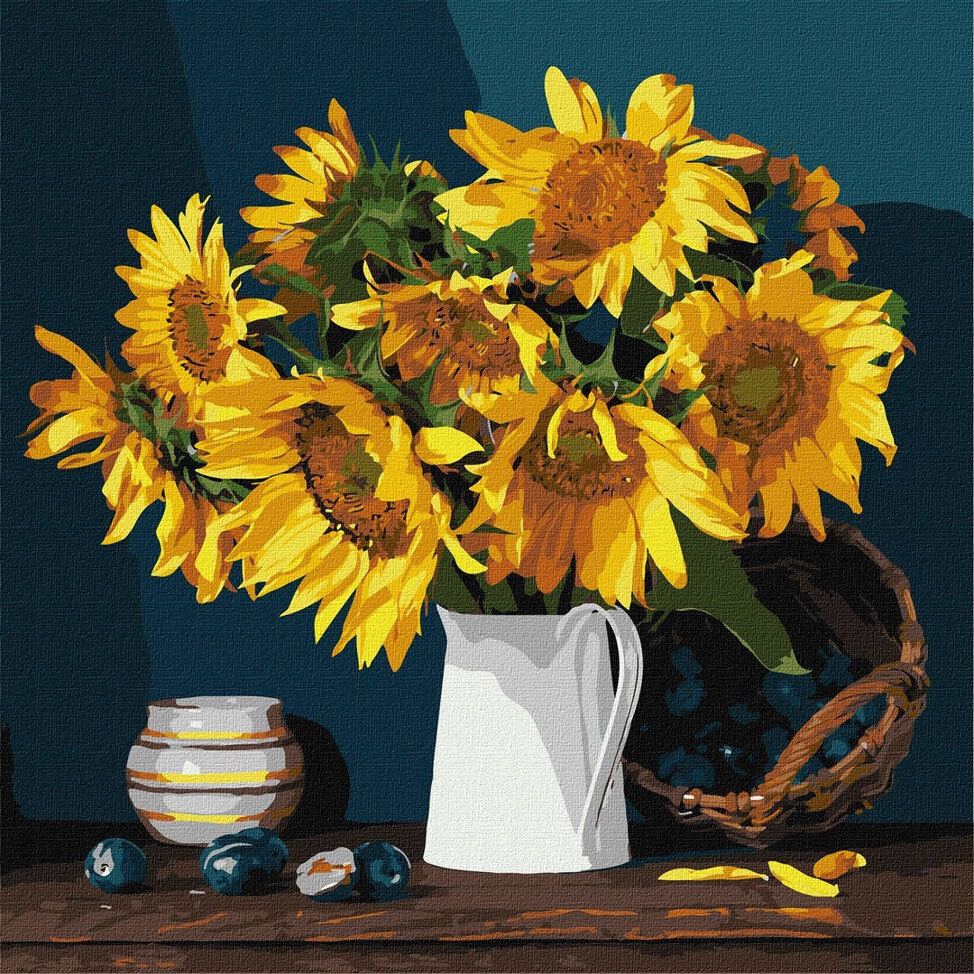 Sunflowers Paint by Number Kit Flowers in Vase Diy Painting Kit ...