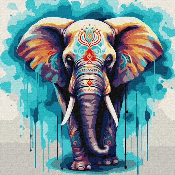 Breathe People Elephant + Giraffe Paint by Number Kit + Easel for Kids