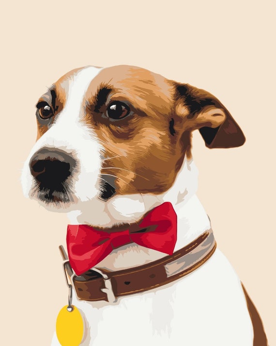 Dog painting Canvas Cute Animal DIY Kit Painting on canvas Jack Russel Terriers puppies Paint by Number Kit