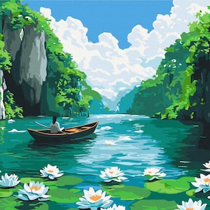 Lake in Mountains Paint By number Kit | Mother&#39;s Day Gift | Gift for her | Gift for Mom