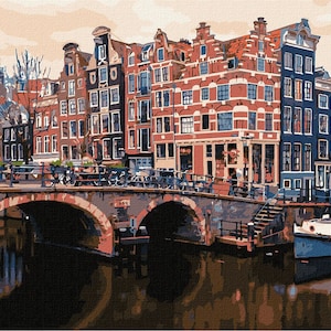 Amsterdam Malen nach Zahlen Kit Diy Gemälde Kit Gemälde Auf Leinwand Wandbilderrahmen Set Basteln Basteln Basteln