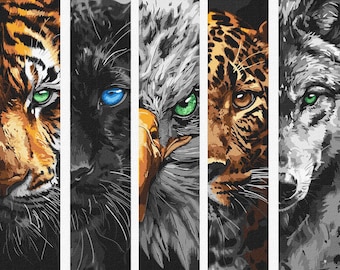 Wild Animals Paint By number Kit | Paint By Numbers|  Handmade Gift | Perfect Gift
