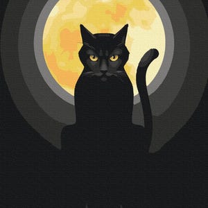 Black Cat Paint By number Kit For Adults | Perfect Gift | Handmade Gift