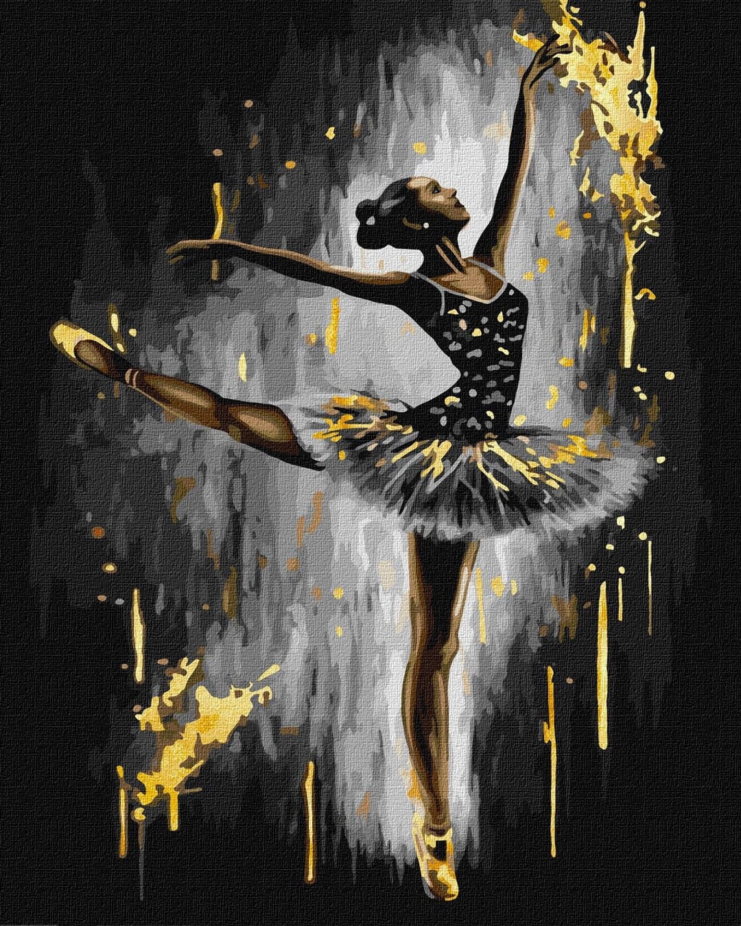 Ballerina Paint by Numbers With Golden Paints - Etsy