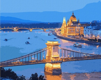 Budapest Bridge Paint By number Kit Diy Painting Kit Painting On Canvas Wall Picture Frame Set Diy Painting Diy Paint Kit Wall Picture