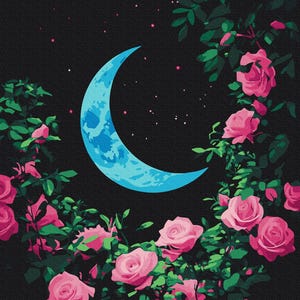 Rosen und New Moon malen nach Zahlen Kit DIY | Perfektes Geschenk für sie