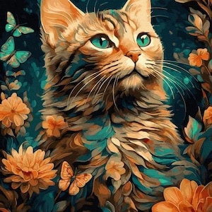 Kit de peinture numérique pour chat DIY |  Cadeau de Noël