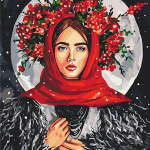 Pintura por números Mujer ucraniana Kit de pintura para adultos Kit de pintura de bricolaje Pintura sobre lienzo Cuadro de pared Enmarcado Regalo hecho a mano