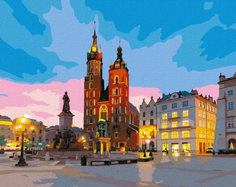 Poland City Krakow Paint By number Kit Diy Painting Kit Painting On Canvas Wall Picture Frame Set Diy Painting Diy Paint Kit Wall Picture