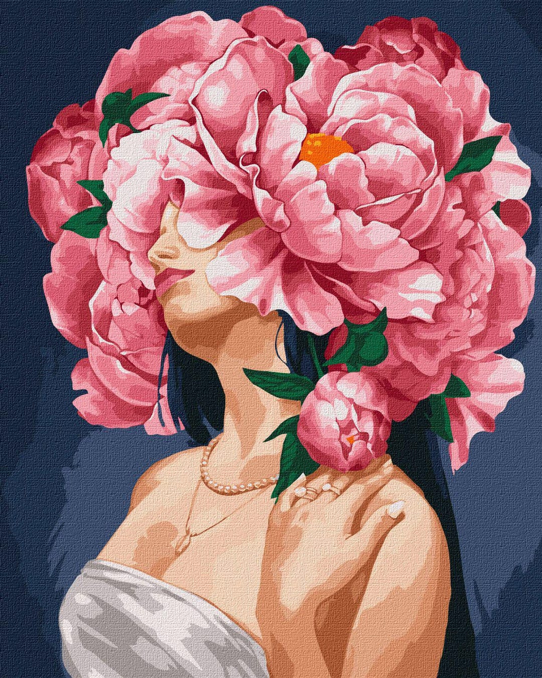 Flower Head Girl Art Paint by Number Kit | Peonies - Etsy