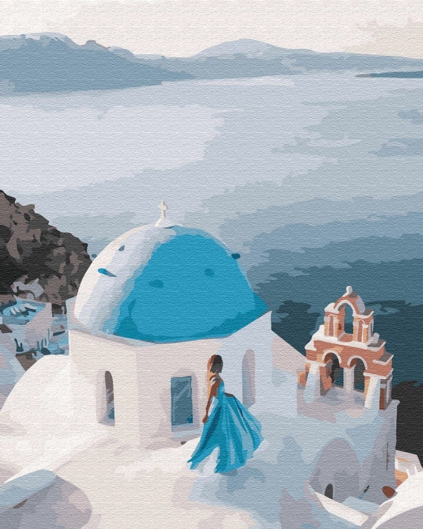 Santorini Greece Paint By number Kit Seaview Diy Painting Kit Etsy