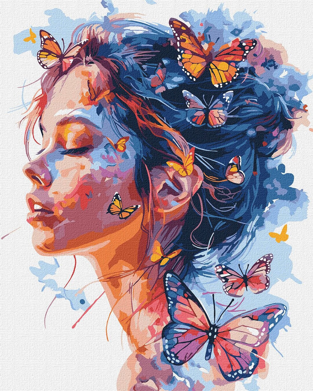 Girl With Butterflies Paint by Number Kit for Adults Woman Art Diy ...